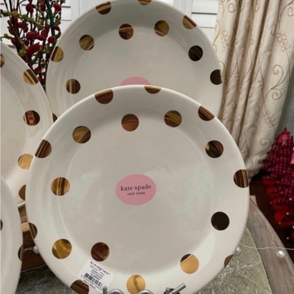 KATE SPADE NEW GOLD POLKA DOT “ALL IN GOOD TASTE” FINE CHINA - Picture 2 of 9